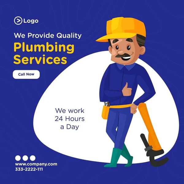 Plumbing Services Banner Design Social Media Vector Graphic Illustration — Stock Vector