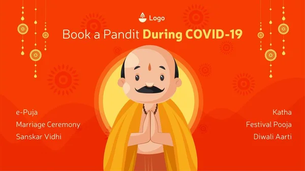 Reserve Pandit Durante Diseño Banners Covid Ilustración Gráfica Vectorial — Archivo Imágenes Vectoriales