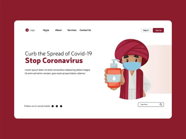 Stoppa Spridningen Covid Stoppa Coronavirus Landningssidan Vektor Grafisk Illustration — Stock vektor
