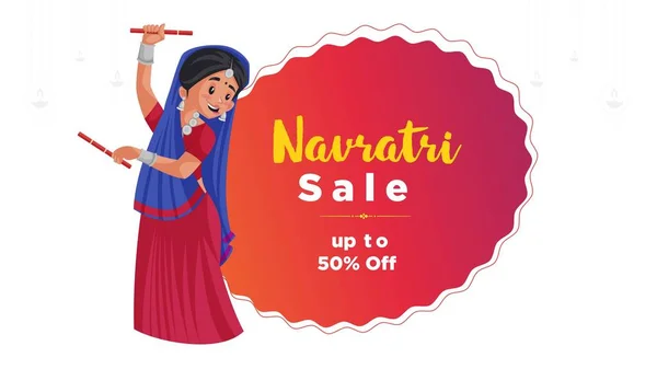 Navratri Sale Banner Design Template Vector Graphic Illustration — Vetor de Stock