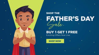 Happy father's day sale banner design template. Vector graphic illustration.