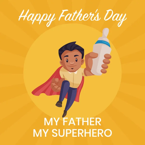 Father Superhero Happy Father Day Banner Design Vector Graphic Illustration —  Vetores de Stock