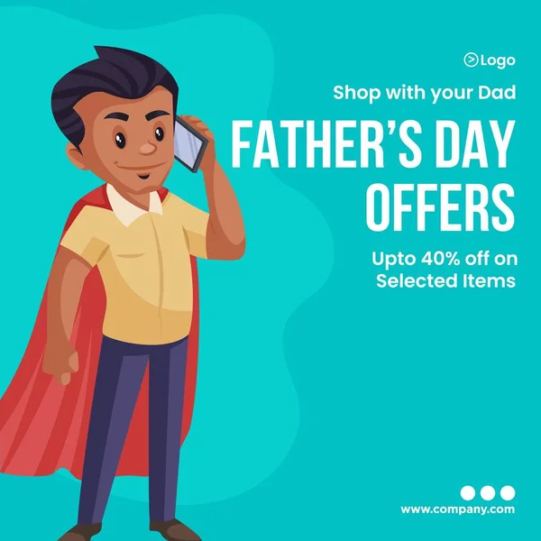 Father Day Offers Banner Design Template Vector Graphic Illustration — Vector de stock