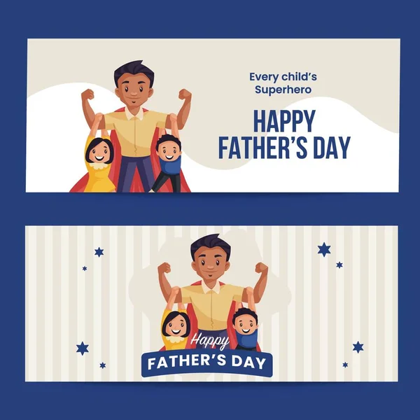 Happy Father Day Cartoon Style Banner Design Template Vector Graphic — 图库矢量图片