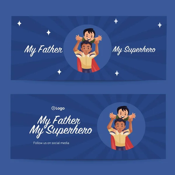 Happy Father Day Cartoon Style Banner Design Template Vector Graphic — Vetor de Stock