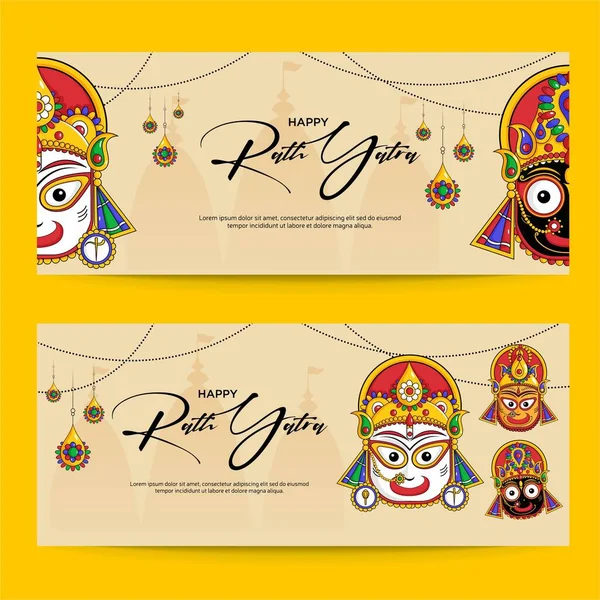 Feliz Rath Yatra Indio Festival Banner Plantilla Diseño Sobre Fondo — Vector de stock