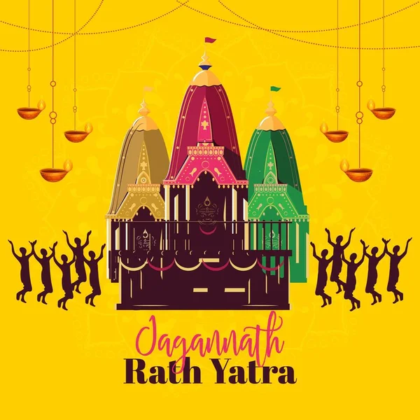 Deus Indiano Ratha Yatra Lord Jagannath Balabhadra Subhadra Chariot Ilustração — Vetor de Stock