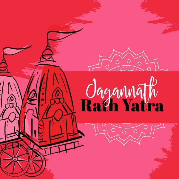 Banner Design Ratha Yatra Lord Jagannath Balabhadra Subhadra Chariot Illustrazione — Vettoriale Stock