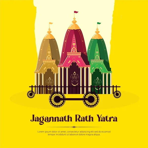 Jagannath Rath Yatra Banner Design Fundo Amarelo — Vetor de Stock