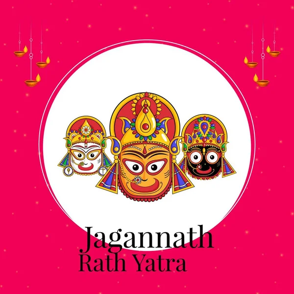 Indian Festival Jagannath Rath Yatra Banner Design Template Vector Graphic — Stock Vector
