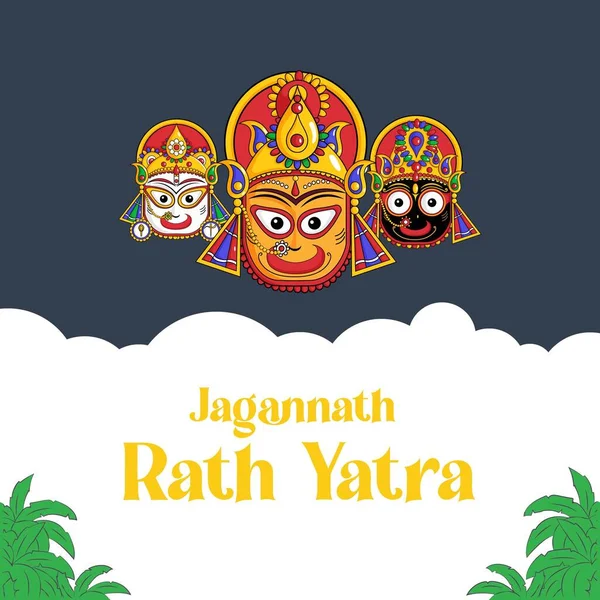 stock vector Indian festival Jagannath rath yatra banner design template. Vector graphic illustration.