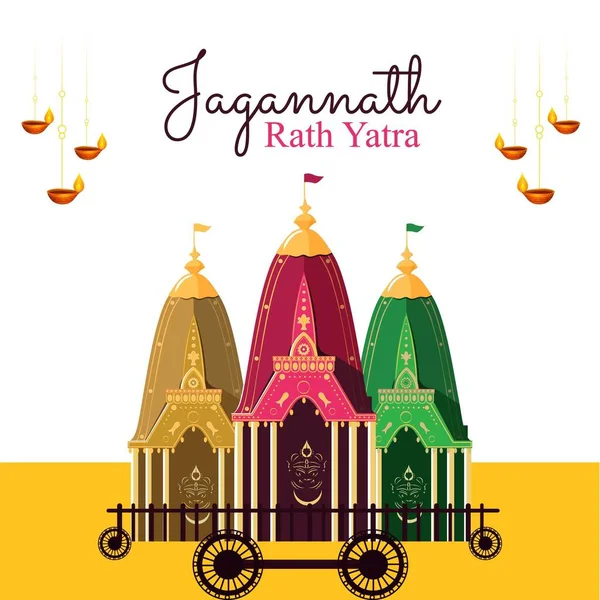 Indian Festival Jagannath Rath Yatra Banner Design Template Vector Graphic — Stock Vector