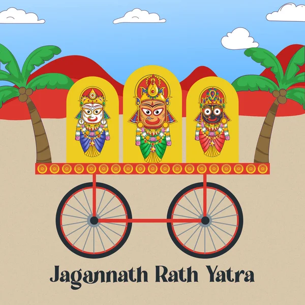 Festival Indiano Jagannath Rath Yatra Banner Design Template Illustrazione Grafica — Vettoriale Stock