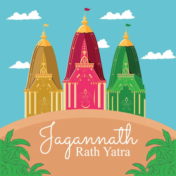 Festival Indiano Jagannath Rath Yatra Banner Design Template Ilustração Gráfica — Vetor de Stock