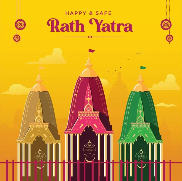 Rath Yatra Indian Festival Banner Design Illustrazione Grafica Vettoriale — Vettoriale Stock