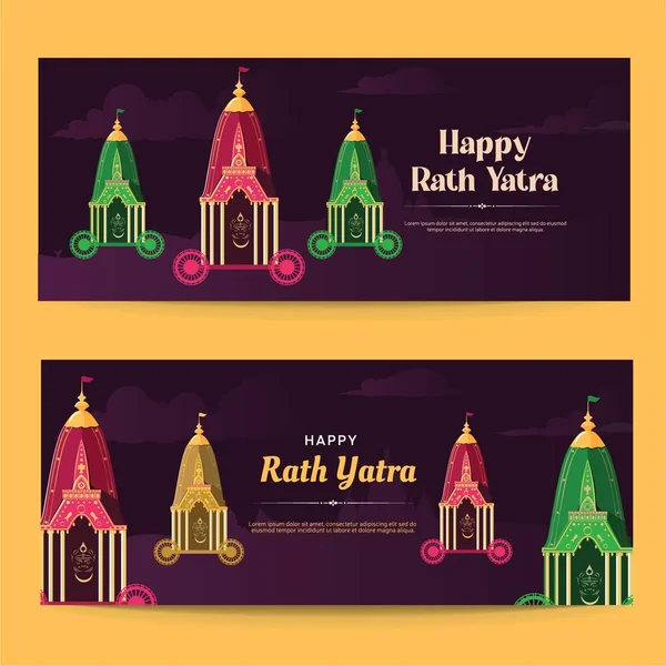 Banner Design Del Festival Indiano Felice Rath Yatra Illustrazione Grafica — Vettoriale Stock
