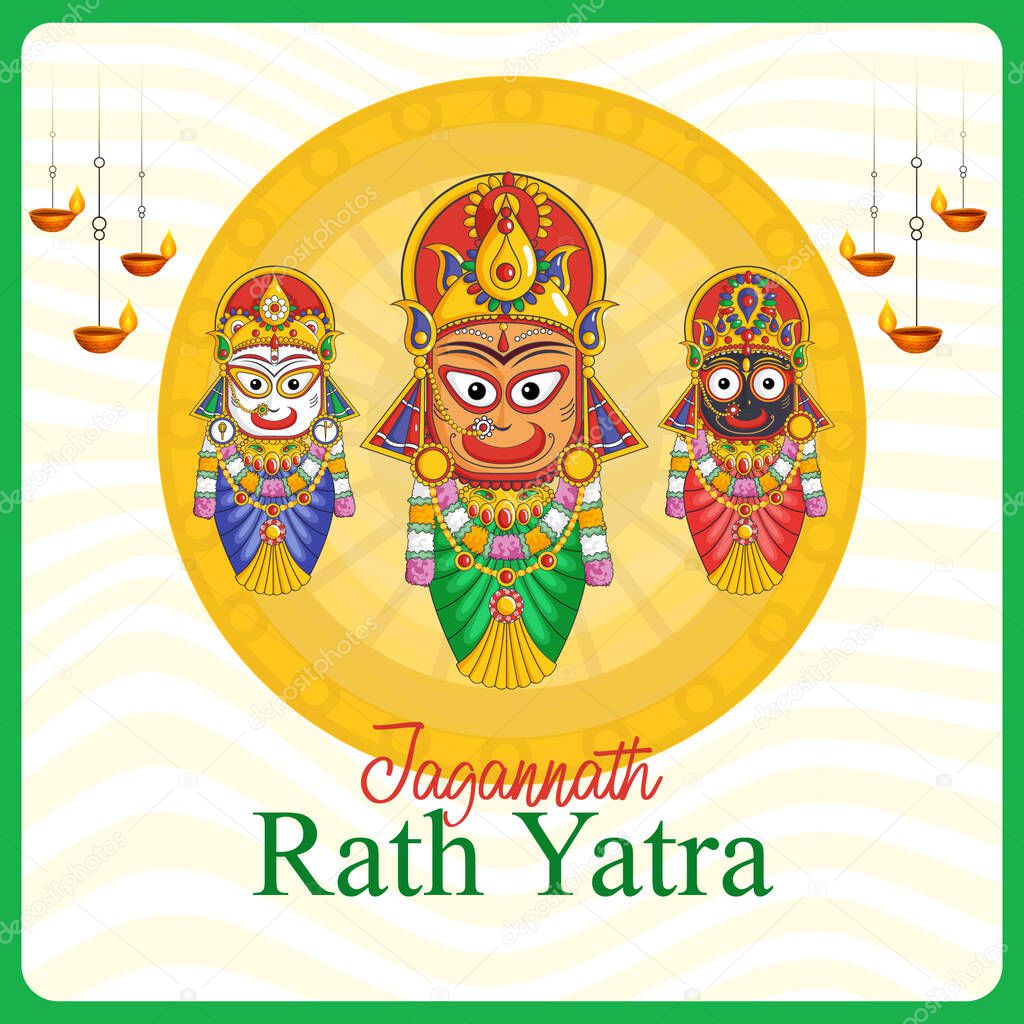 Indian festival jagannath rath yatra banner design template. Vector graphic illustration.