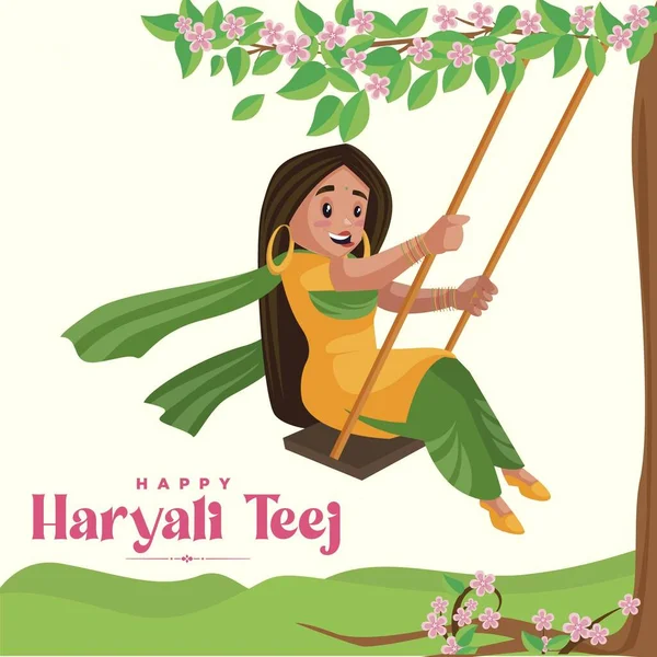 Indian Festival Haryali Teej Banner Design Template Vector Graphic Illustration — Stock Vector