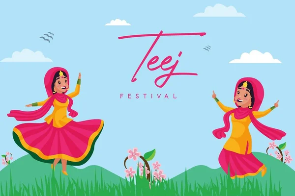 Banner Design Feliz Haryali Teej Festival Modelo Ilustração Gráfica Vetorial — Vetor de Stock