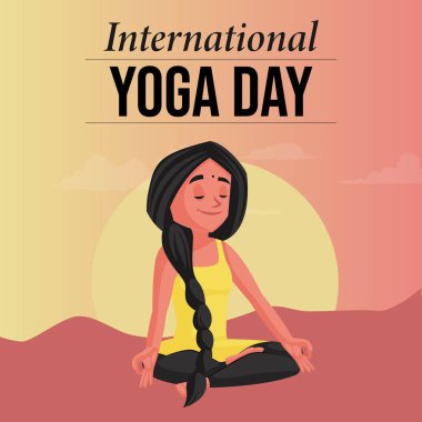 Renkli arka planda dünya yoga günü afişi tasarımı. Vektör grafik illüstrasyonu.