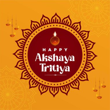 Mutlu Akshaya Tritiya festival şablonunun bayrak tasarımı. Vektör grafik illüstrasyonu.