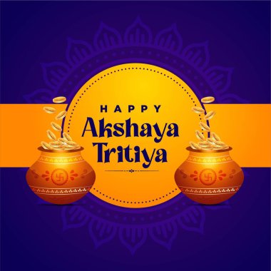 Mutlu Akshaya Tritiya festival şablonunun bayrak tasarımı. Vektör grafik illüstrasyonu.