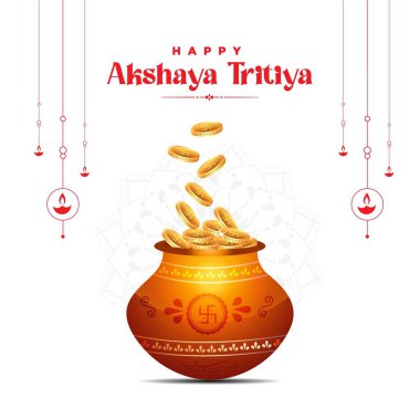 Mutlu Akshaya Tritiya festival şablonunun bayrak tasarımı. Vektör grafik illüstrasyonu.