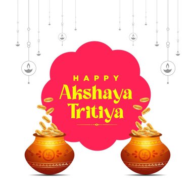 Mutlu Akshaya Tritiya festival şablonunun bayrak tasarımı. Vektör grafik illüstrasyonu.