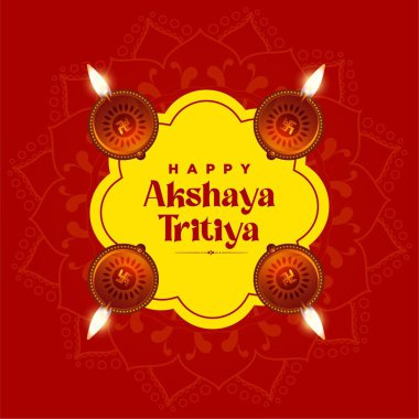 Mutlu Akshaya Tritiya festival şablonunun bayrak tasarımı. Vektör grafik illüstrasyonu.