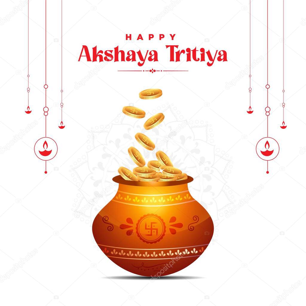 Banner design of happy akshaya tritiya festival template. Vector graphic illustration.