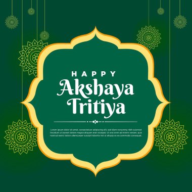 Mutlu Akshaya Tritiya festivalinin yeşil arka plan şablonu. Vektör grafik illüstrasyonu.