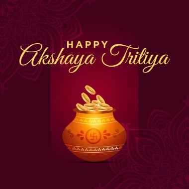 Mutlu Akshaya Tritiya festival şablonunun bayrak tasarımı. Vektör grafik illüstrasyonu.