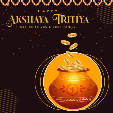 Mutlu Akshaya Tritiya festival şablonu tasarımı. Vektör grafik illüstrasyonu.