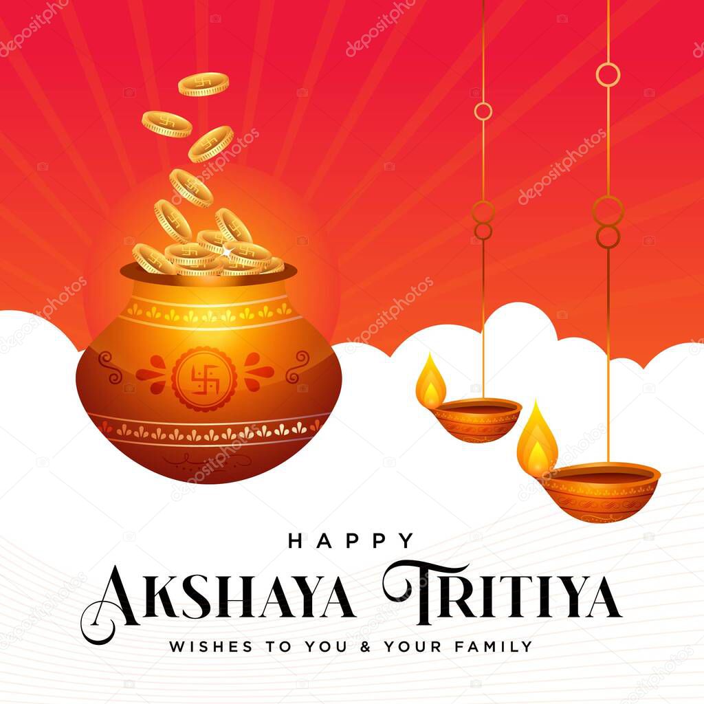 Banner design of happy Akshaya Tritiya hindu festival template. Vector graphic illustration.