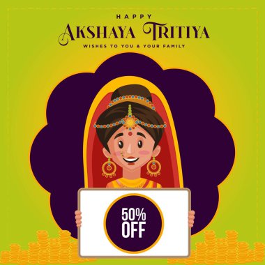 Mutlu Akshaya Tritiya festivali afiş tasarımı sunuyor. Vektör grafik illüstrasyonu.