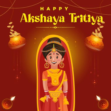 Mutlu Akshaya Tritiya afiş tasarımı. Vektör grafik illüstrasyonu.