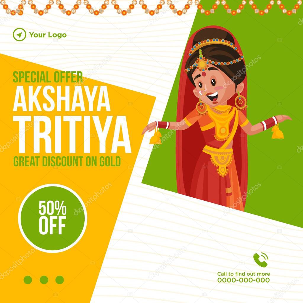 Happy Akshaya Tritiya special offer festival banner design. Vector graphic illustration.