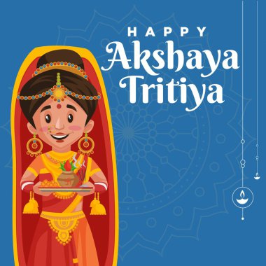 Mutlu Akshaya Tritiya sancak tasarım şablonu. Vektör grafik illüstrasyonu.