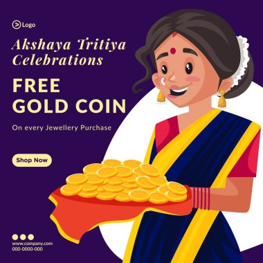 Akshaya Tritiya kutlamalarının yaratıcı illüstrasyonu yeşil arka plandaki her mücevher alımında bedava altın para..