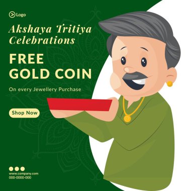 Akshaya Tritiya kutlamalarının yaratıcı illüstrasyonu yeşil arka plandaki her mücevher alımında bedava altın para..