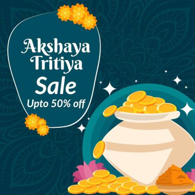 Akshaya Tritiya satış afişi tasarım şablonu. Vektör grafik illüstrasyonu.