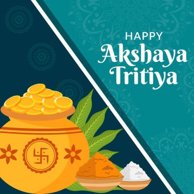 Akshaya Tritiya festivalinin yaratıcı pankart tasarımı. Vektör grafik illüstrasyonu.