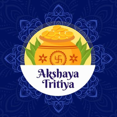 Akshaya Tritiya festivalinin yaratıcı pankart tasarımı. Vektör grafik illüstrasyonu.