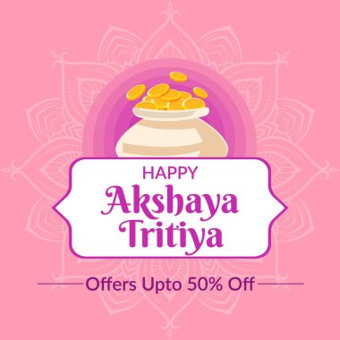 Akshaya Tritiya festivalinin yaratıcı pankart tasarımı. Vektör grafik illüstrasyonu.