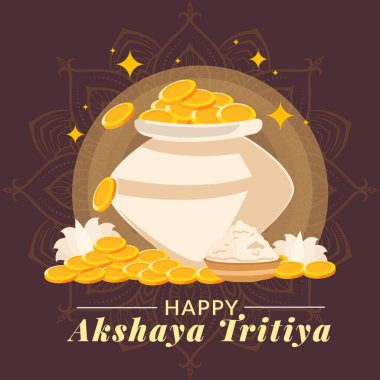 Akshaya Tritiya festivalinin yaratıcı pankart tasarımı. Vektör grafik illüstrasyonu.