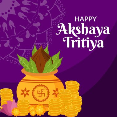 Akshaya Tritiya festivalinin yaratıcı pankart tasarımı. Vektör grafik illüstrasyonu.