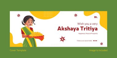 Akshaya Tritiya 'nın kapak tasarımını kutlarım. Vektör grafik illüstrasyonu.