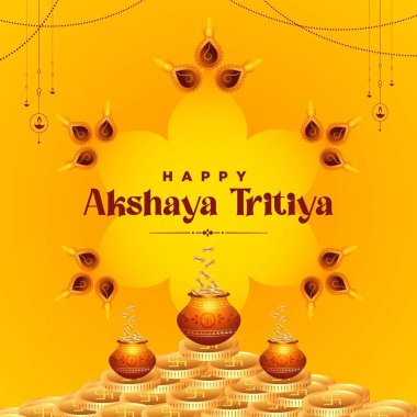 Akshaya Tritiya festival şablonunun yaratıcı pankart tasarımı. Vektör grafik illüstrasyonu.