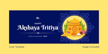 Mutlu akshaya tritiya kapak sayfası şablonu. Vektör grafik illüstrasyonu.