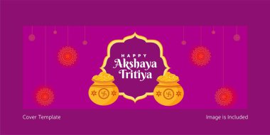 Mutlu Akshaya Tritiya örtüsü şablonu. Vektör grafik illüstrasyonu.